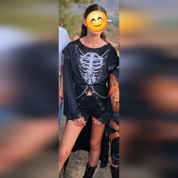 Black Skeleton Print Hooded Jacket Costume - Picture 2 of 3